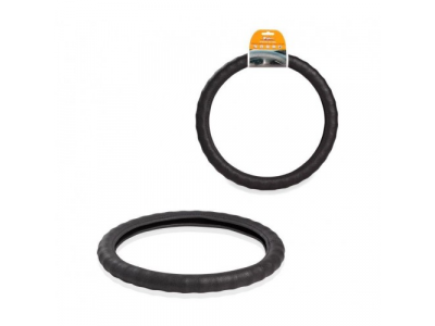 Оплетка на руль ребристая, перфорированная кожа, черная, 37-39 см/М