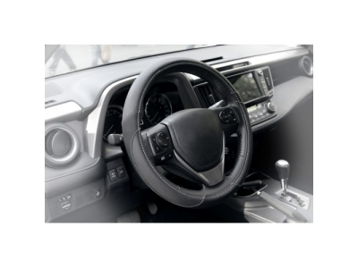 Оплетка, иск. кожа с перфорацией, черная, 36 см / S