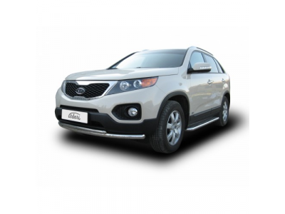 Защита переднего бампера Arbori d57+d42 радиусная KIA SORENTO 2010-2013