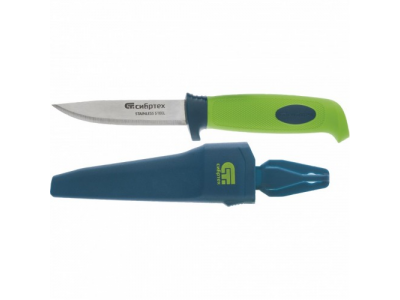 Нож универсальный с чехлом, обрезиненная рукоятка, 220 мм, лезвие 100 мм Сибртех