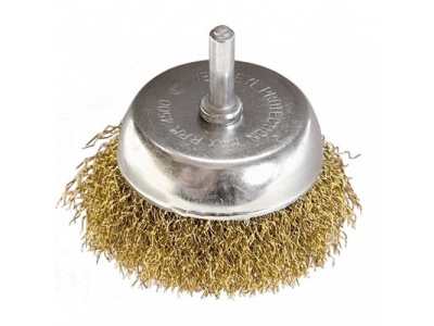 Щетка для дрели, 65 мм, "чашка" со шпилькой, латунированная витая проволока // MATRIX