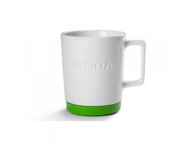Фарфоровая кружка Skoda Mug with Green Silikone Pad, White/Green от VAG Фарфоровая кружка Skoda Mug with Green Silikone Pad, White/Green